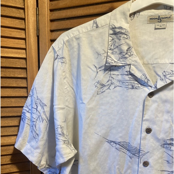 Hook And Tackle Cream with Black & Grey Fish Graphics Shirt - Picture 5 of 16